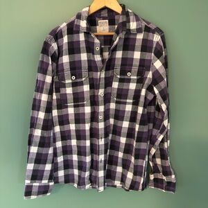 Mossimo Supply Co. Purple Black White Plaid Button-Down Shirt